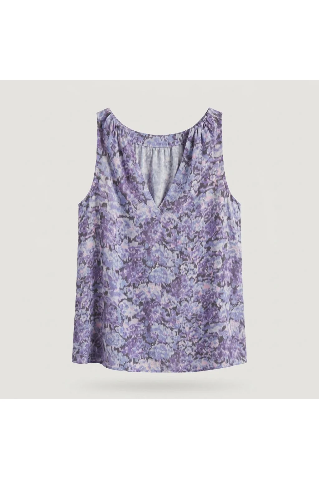 Printed Sleeveless V-Neck Top | Purple