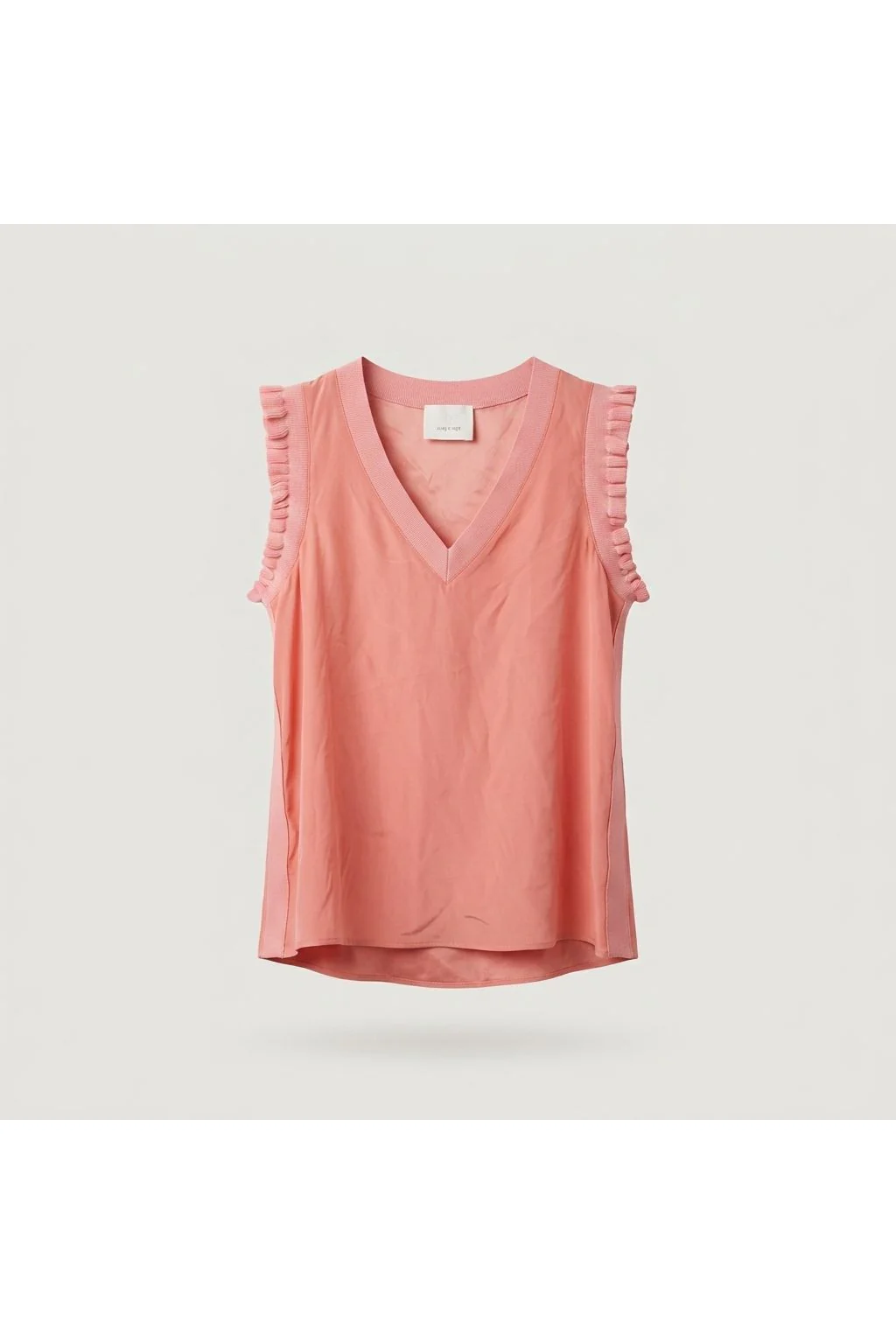 Ruffle Trim V-Neck Top | Pink